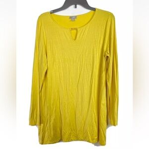 J.Jill women’s yellow layered flutter long sleeve blouse size medium